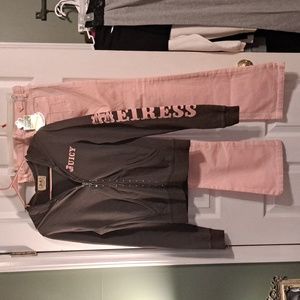 Juicy Couture Heiress Rare Rhinestone Hoodie, Matching Flare Pants, XS